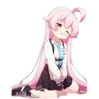 ❤ アニメガール, ピンク髪, 制服, かわいい, キュート, ステッカー telegram sticker