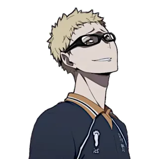 😌 Kei Tsukishima Haikyuu!! Кей Цукишима, Haikyuu!!, Аниме, Манга, Персонаж, Очки, Волейбол telegram sticker