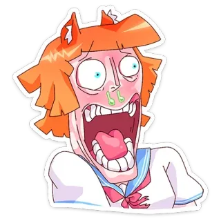 😱 Dibujo animado, Anime, Cara graciosa, Expresión, Raro, Asqueroso telegram sticker