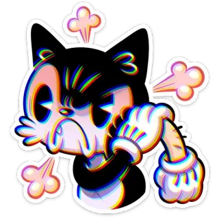 😡 кот, злой, мультфильм, пар, милый, расстроенный telegram sticker