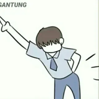 📍 GANTUNG 漫画, 人, ネクタイ, 指差し, ぶら下がる telegram sticker