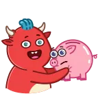 💸 dibujo animado, animal, monstruo, cerdo telegram sticker
