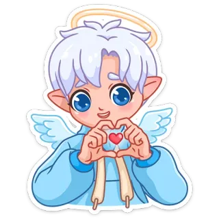 ❤️ ангел, сердце, любовь, милый, каваий, гало, крылья, мультик telegram sticker