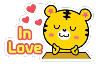 💕 In Love tigre, amore, cuori, carino, cartoni animati telegram sticker