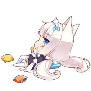 🤨 Anime, Nekomimi, Chibi, Carino, Vanilla telegram sticker
