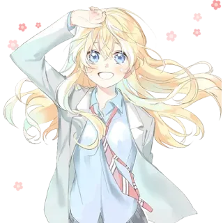 😇 anime, ragazza, bionda, sorriso, carina, ritratto, illustrazione telegram sticker