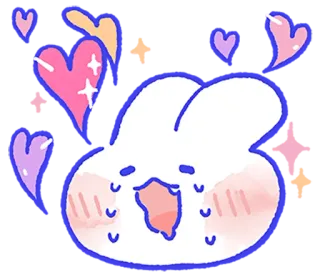 ❤️ lapin, triste, pleurer, coeurs, mignon, kawaii, émotionnel telegram sticker