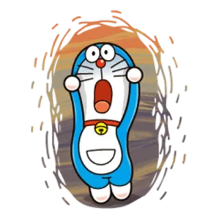 😱 Doraemon Anime, Cartoon, Katzenroboter, Blau, Überrascht telegram sticker