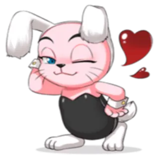 👙 うさぎ, ハート, ウインク, かわいい, 愛, 動物, 漫画 telegram sticker