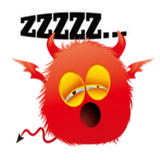 😴 ZZZZZ... сон, дьявол, zzz, уставший, монстр, красный, мультфильм whatsapp sticker