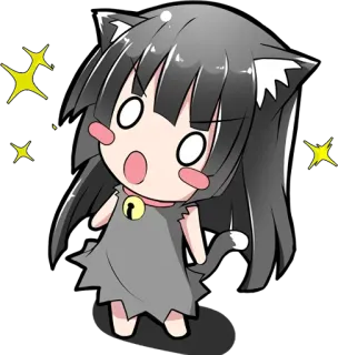 🦄 gato, anime, fofo, kawaii, gatinho, chibi, mangá, garota gato telegram sticker