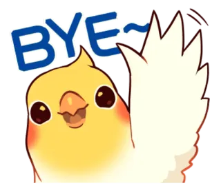 😃 BYE~ oiseau, bye, cockatiel, animal, au revoir, adieu whatsapp sticker
