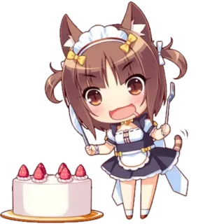 🍰 Anime, Maid, Torta, Carino, Kawaii telegram sticker