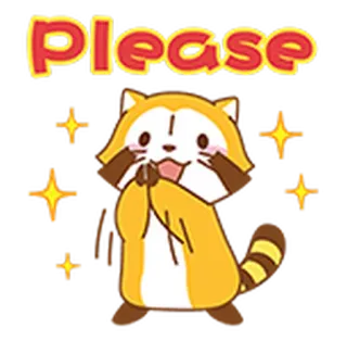 🙏 Please carino, tanuki, elemosinare, richiesta, kawaii, animale, cartone animato telegram sticker