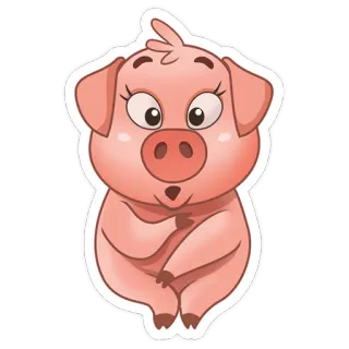😮 Świnia, Zwierzę, Kreskówka, Słodkie, Naklejka telegram sticker