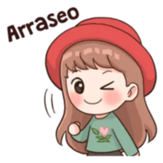 👍 Arraseo 可愛い, 女の子, ウインク, Arraseo, 韓国 whatsapp sticker