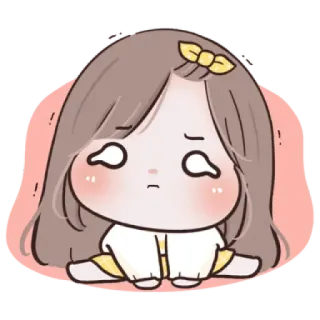 🌙 sticker, cartoon, meisje, verdrietig, huilen, kawaii, schattig, emotioneel whatsapp sticker