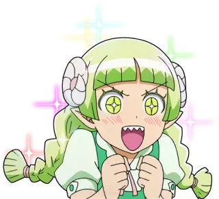 🤩 anime, demon, girl, horns, cute, sparkly telegram sticker