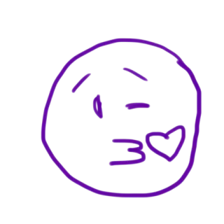 😘 Emoji, Beijo, Coração, Desenho animado, Fofo, Rosto, Roxo whatsapp sticker