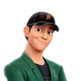 ☺️ personaje animado, dibujos animados, masculino, sonriendo, sombrero, retrato whatsapp sticker