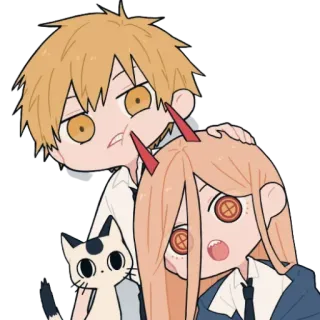 🤍 Denji Chainsaw Man Anime, Mangá, Sticker, Chainsaw Man, Denji, Power, Meowy telegram sticker