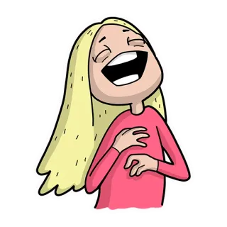 😂 dessin animé, rire, femme, joyeux, blonde, gai telegram sticker
