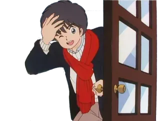🏃 애니메이션, 만화, 문, 스카프, 윙크, 만화 telegram sticker
