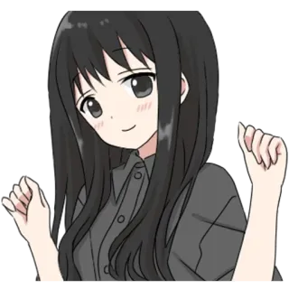 😀 Anime Mädchen, süß, Cartoon, schwarze Haare, Manga telegram sticker