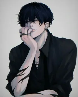 ✔️ Anime, Chico, Hombre, Emo, Tatuaje, Pendiente telegram sticker