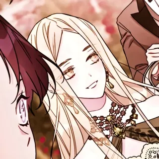 🫖 kobieta, portret, kreskówka, blond włosy, biżuteria, anime telegram sticker
