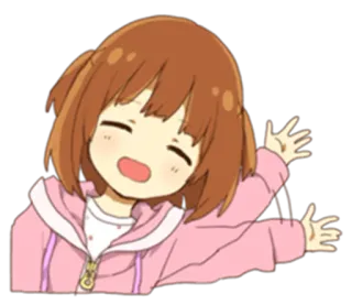 ✋ Anime, Mädchen, winkend, fröhlich, niedlich telegram sticker
