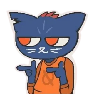 😉 Mae Borowski Night in the Woods кот, мультфильм, указывает, видеоигра, Мэй, Night in the Woods telegram sticker