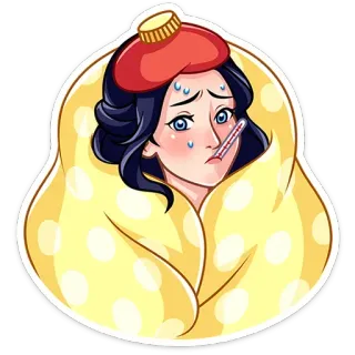 ⭐ 病気, 体調不良, インフルエンザ, 熱, 体温計, 風邪, 頭痛 telegram sticker