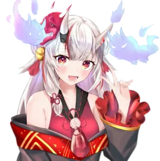 ✌️ Anime, Personnage, Cornes, Mignon, Kawaii, Vtuber, Fantaisie telegram sticker