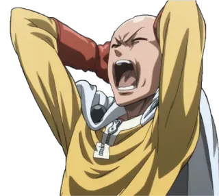 😫 Saitama One-Punch Man anime, saitama, one-punch man, gritando, irritado telegram sticker