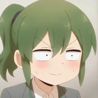 😳 Anime, Ekspresi, Kartun, Perempuan, Rambut hijau, Keringat whatsapp sticker