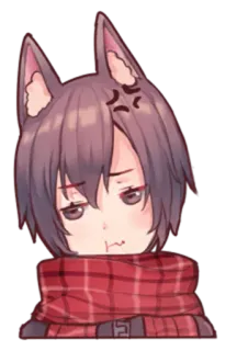 ☹️ anime, manga, cartoon, sticker, catgirl, cute, angry, illustration telegram sticker