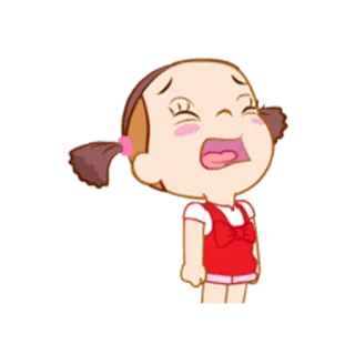 😭 Cartoon, Kind, Mädchen, Traurig, Weinend, Ausdruck telegram sticker