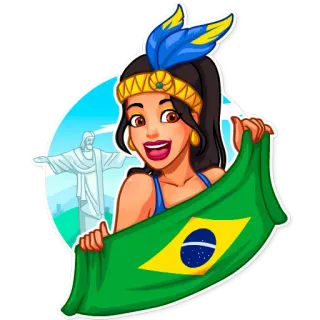 🇧🇷 Brasil, Bandera brasileña, Mujer, Cristo Redentor, Río de Janeiro, Sudamérica, Cultura, Viajes whatsapp sticker