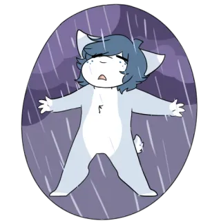🌧 cartone animato, triste, pioggia, piangere, animale, lacrime telegram sticker