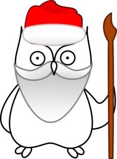 🎁 coruja, desenho animado, papai noel, natal, inverno, feriado, pássaro whatsapp sticker