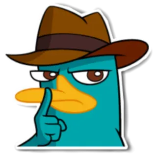 🤫 Perry the Platypus Phineas and Ferb platypus, secret agent, cartoon, animal, shhh whatsapp sticker