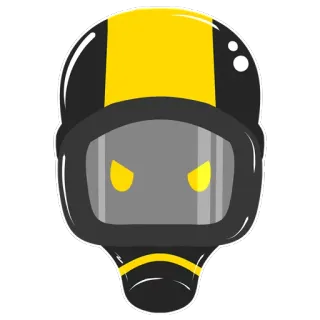 😠 kask, maska gazowa, żółty, czarny, naklejka, postać, twarz telegram sticker