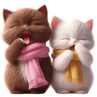 🥱 gato, gatinho, fofo, cachecol, animais, kawaii telegram sticker