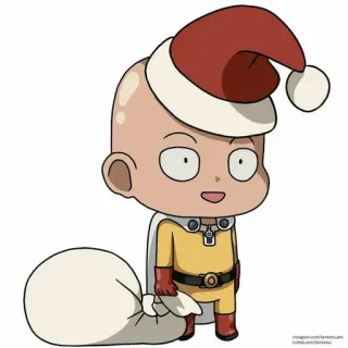🪶 Saitama One-Punch Man Saitama, One-Punch Man, Anime, Natale, Babbo Natale, Chibi, Manga whatsapp sticker