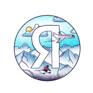 🏠 viaggio, sci, aereo, montagne, paesaggio, adesivo whatsapp sticker