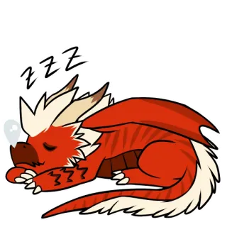 😴 ZZZ มังกร, นอนหลับ, สีแดง, แฟนตาซี, การ์ตูน, น่ารัก telegram sticker