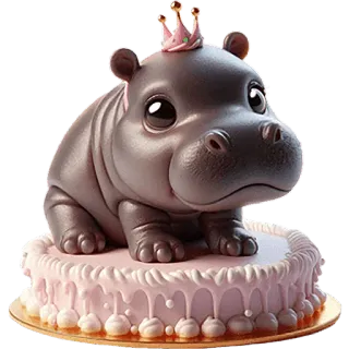 🎂 hippo, animal, cake, birthday, cute, illustration telegram sticker