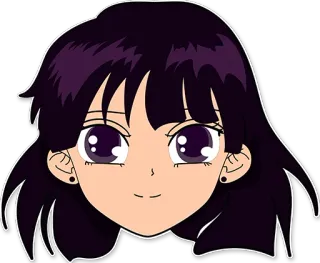 😊 anime girl, dark hair, sticker, cartoon, smile, face whatsapp sticker