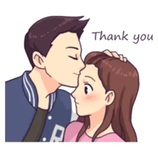 ☺️ Thank you coppia, romantico, bacio, grazie, amore, cartone animato telegram sticker